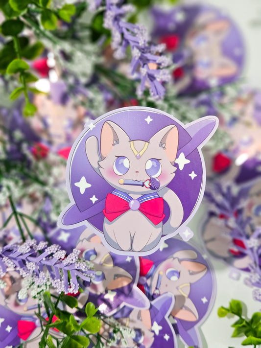 Pretty Saturn Cat Vinyl Sticker