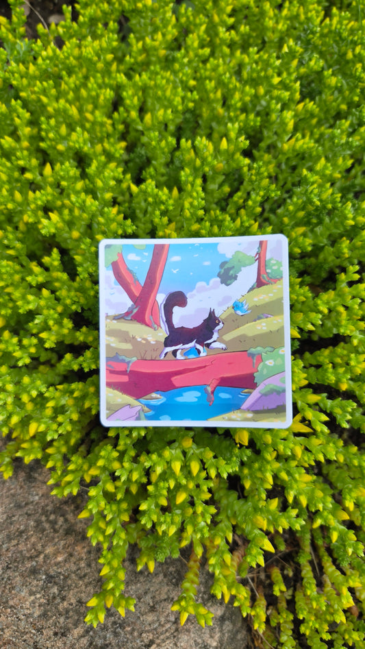 Freya and Percy Vinyl Sticker | Cozy Cat Sticker for Journals, Laptops & Water Bottles | Whimsical Cottage Core